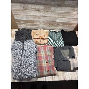 Assorted Women's Tops Bundle Size Medium Includes Sherpa Plaid Corduroy
